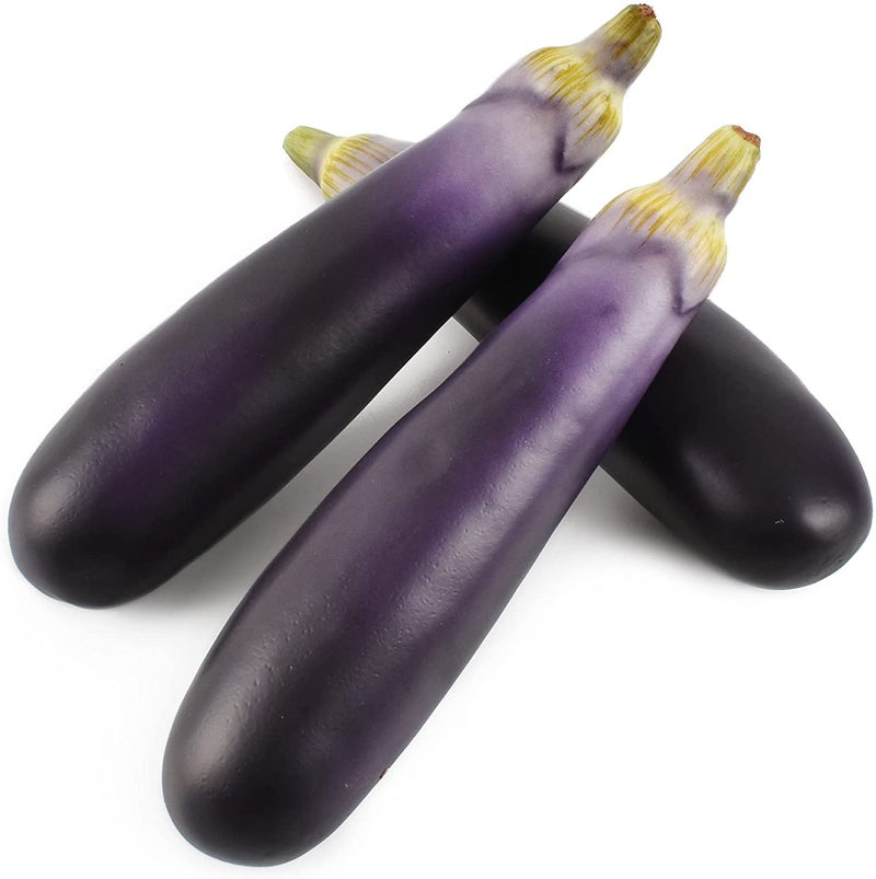 LUEYAO Artificial Eggplants Simulation Eggplants Fake Vegetable Home Kitchen Decoration Photo Props Desk Ornament 3 PCS
