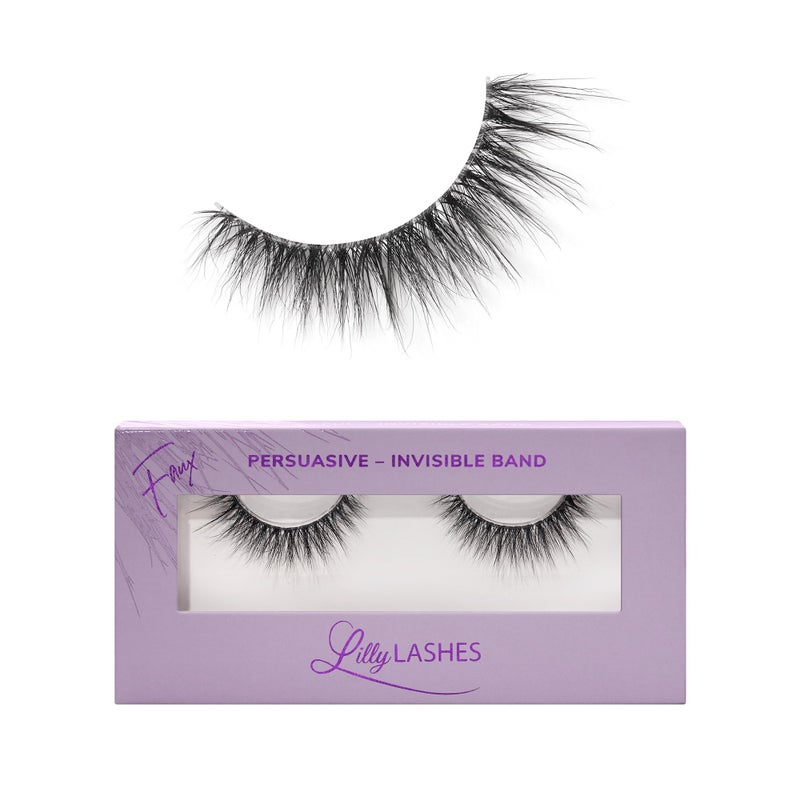 Lilly Lashes Sheer Band, False Eyelashes with Invisible Band Lashes, False Lashes Natural Look, Wispy Lashes Style, Reusable Eyelashes 20x, Lash Glue not Included, 13.5mm (Persuasive) - Image 1