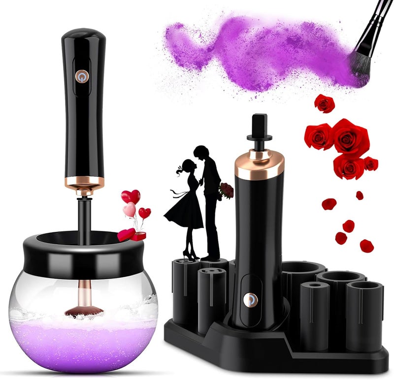 DOTSOG Pro 2019 Upgraded Electric Makeup Brush Cleaner and Dryer, Automatic Brush Spinner for all brushes,Wash and Dry in Seconds,with 8 Size Rubber Collars - Image 1