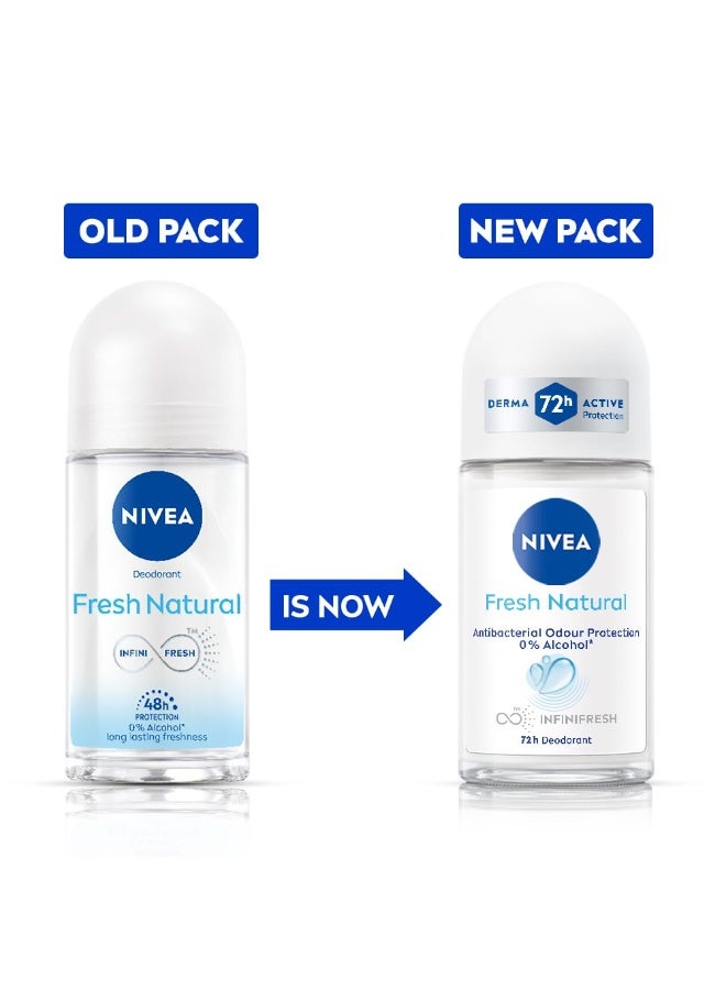 نيفيا مزيل عرق نيفيا فريش الطبيعي | انتعاش يدوم ٧٢ ساعة | يحارب البكتيريا والروائح الكريهة | عطر لطيف ومهدئ | بخلاصة المحيط | خالٍ من الكحول | تركيبة معتمدة من أطباء الجلدية وخالية من البارابين | ٥٠ مل - Image 2