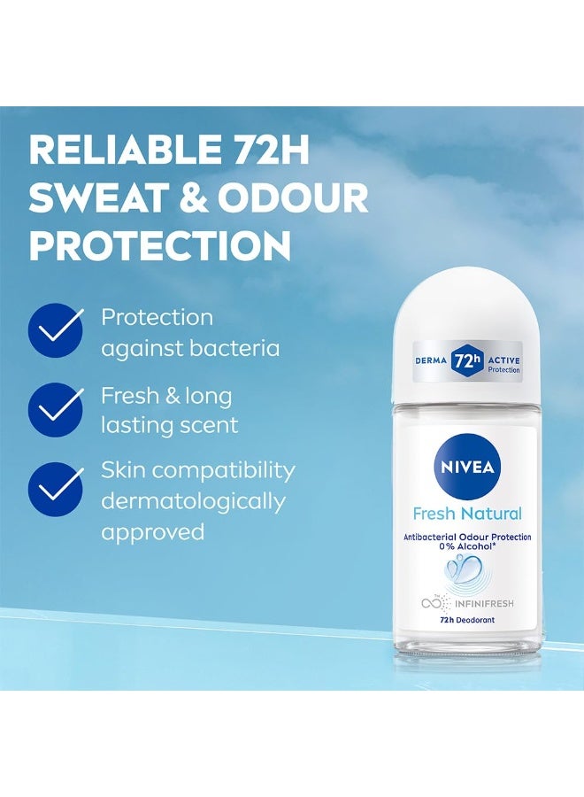 نيفيا مزيل عرق نيفيا فريش الطبيعي | انتعاش يدوم ٧٢ ساعة | يحارب البكتيريا والروائح الكريهة | عطر لطيف ومهدئ | بخلاصة المحيط | خالٍ من الكحول | تركيبة معتمدة من أطباء الجلدية وخالية من البارابين | ٥٠ مل - Image 4