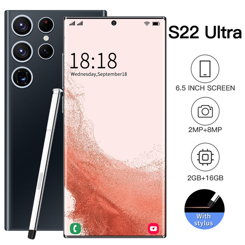 Generic (Unbranded) هاتف ذكي S22ultra بشاشة 6.5 بوصة HD MTK6580P رباعي النواة 2GB RAM 16GB ROM مع التعرف على الوجه أندرويد 8.1 بلون برونزي قابس أمريكي - Image 2