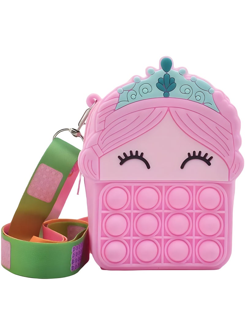 MAGIC VAULT Pop It Up Purse Fidget Toy With Amazing Design, Crossbody Handbag for Women & Girls, Push Bubble Sensory Pop Toy Shoulder Bag, Silicone Small Purse For Girls (Pink) - Image 1