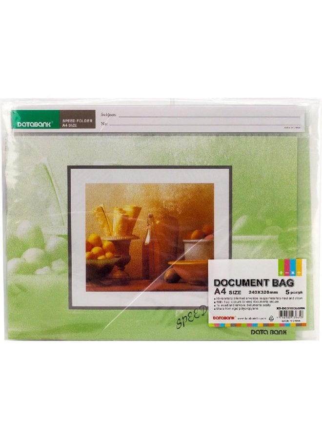 Envelope Bag A4 Single Pocket Clear Green