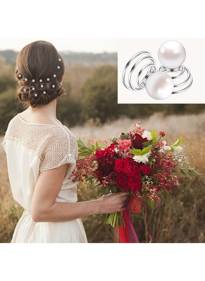 LAPOHI - 60 Pcs 3 Shapes Gems Rhinestone Twister Hair Studs Set Diamond Spiral Pearl Flower Jewels Hair Pins Sticks For Wedding Bridal Prom Party And Special Occasion (Diamond&Pearl&Flower) - Image 1