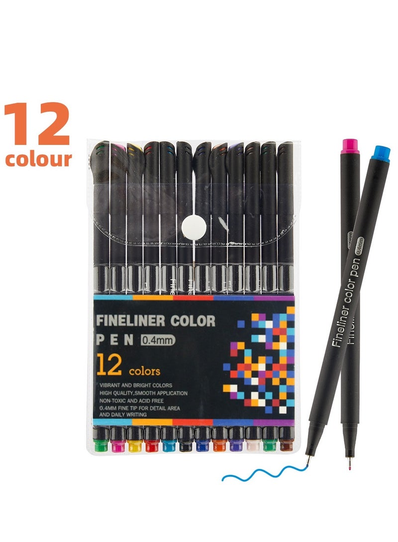 Journal Planner Pens,12 Colors Colored Fine Point Markers Drawing Pens, 0.4mm Fineliner Color Pen Set for Journaling Writing Note Taking Calendar Agenda Coloring - Image 1