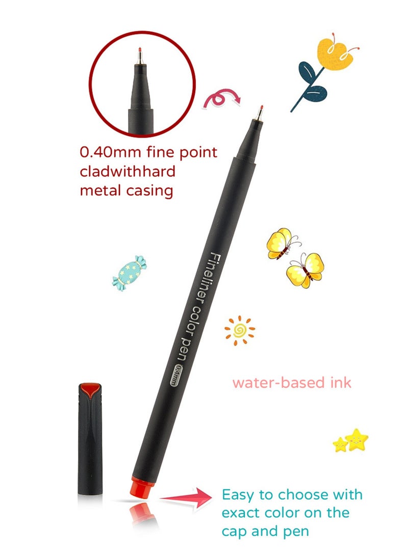 Journal Planner Pens,12 Colors Colored Fine Point Markers Drawing Pens, 0.4mm Fineliner Color Pen Set for Journaling Writing Note Taking Calendar Agenda Coloring - Image 2