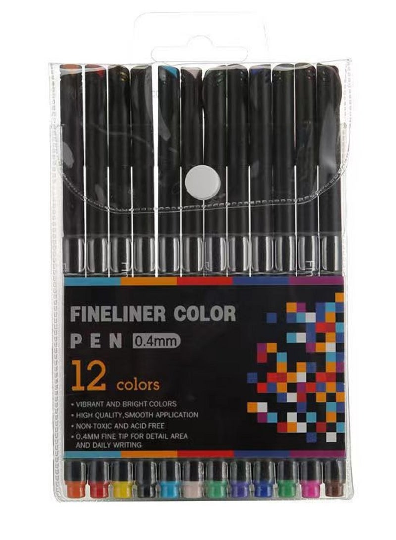 Journal Planner Pens,12 Colors Colored Fine Point Markers Drawing Pens, 0.4mm Fineliner Color Pen Set for Journaling Writing Note Taking Calendar Agenda Coloring - Image 3