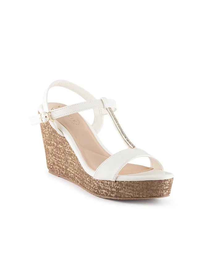 Vincci White Women Multi Strap Wedge Sandals for Women | Best Price UAE