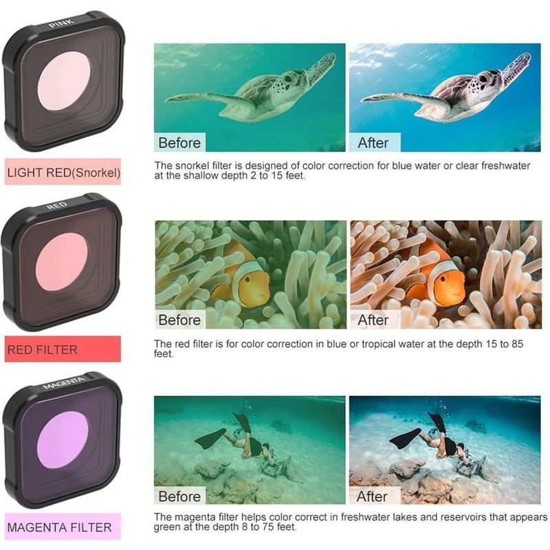 Action Pro Underwater Diving Red Filter Compatible with GoPro Hero-9 Black (Directly Replace The Standard Protective Lens On Your Camera) - Image 2