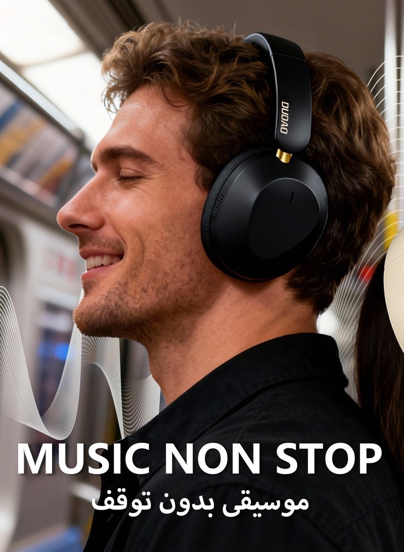 DUDAO X22MAX Bluetooth Over-Ear Headphones, Stereo Sound, 30H Playtime, Type-C Fast Charging, Foldable Design – Black - Image 5