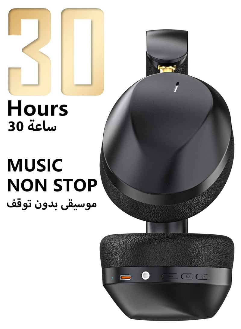 DUDAO X22MAX Bluetooth Over-Ear Headphones, Stereo Sound, 30H Playtime, Type-C Fast Charging, Foldable Design – Black - Image 2