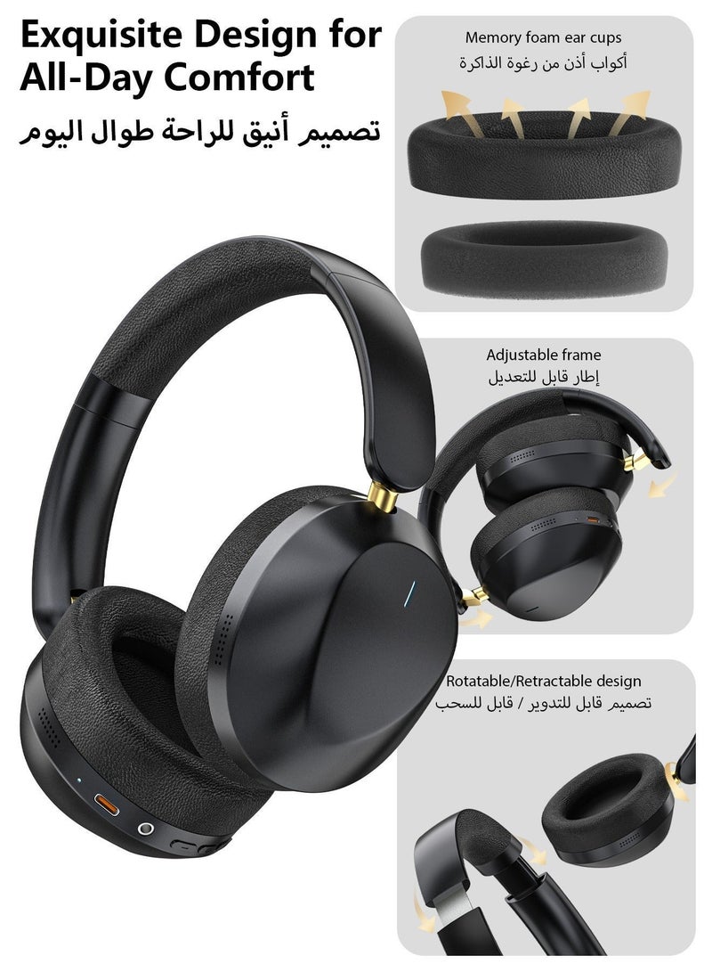 دوداو سماعات رأس بلوتوث X22MAX فوق الأذن، صوت ستيريو واضح، زمن تشغيل 30 ساعة، شحن سريع Type-C، تصميم قابل للطي – أسود - Image 3