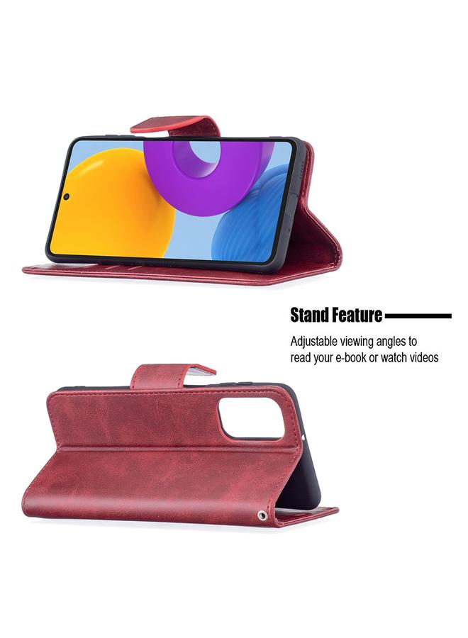 اس-توب جراب لهاتف Samsung Galaxy M52 5G بتصميم كلاسيكي من جلد الحمل، بلون نقي، مع حامل وفتحات للبطاقات ومحفظة وحبل تعليق - Image 4