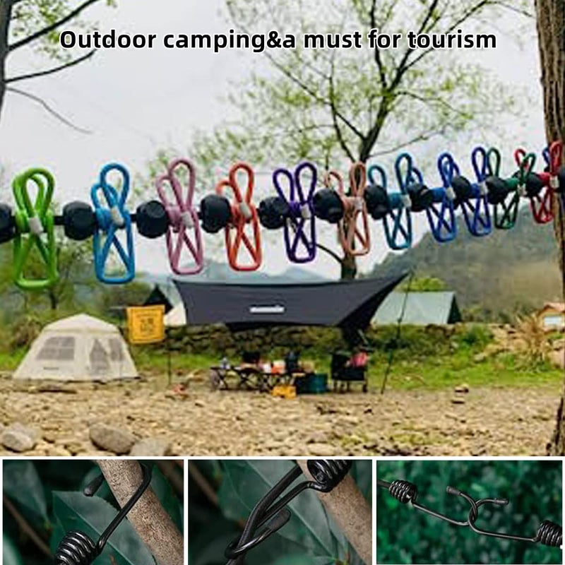 Sarmyarc Clotheslineï¼ŒRetractable Portable Clothesline for Travelï¼ŒClothing line with 12 Clothes Clipsï¼Œfor Indoor and Outdoor Laundry Drying lineï¼ŒOutdoor Camping Accessories - Image 2