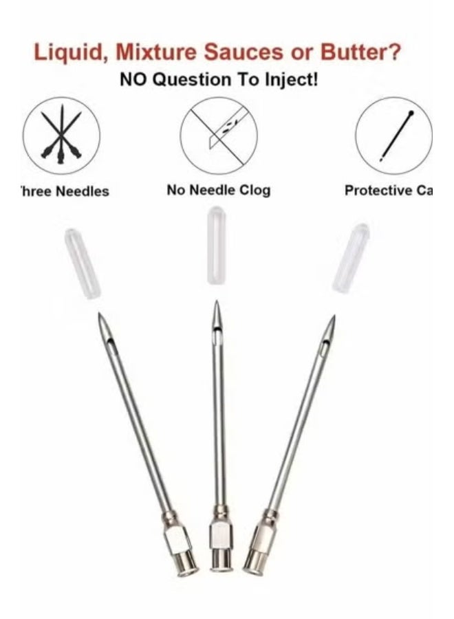 Meat Injector, Marinade Injector, Food Syringe, Meat Syringe for Beef Steak BBQ, 30 Milliliter, with 3 Needle (Red) - Image 3