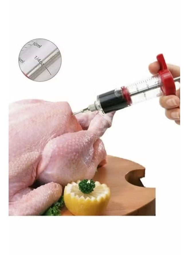 Meat Injector, Marinade Injector, Food Syringe, Meat Syringe for Beef Steak BBQ, 30 Milliliter, with 3 Needle (Red) - Image 4