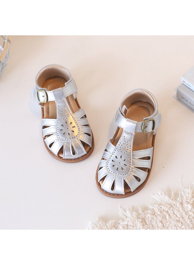 Genuine Leather Summer Lolita Soft Sole Sandals for Kids 