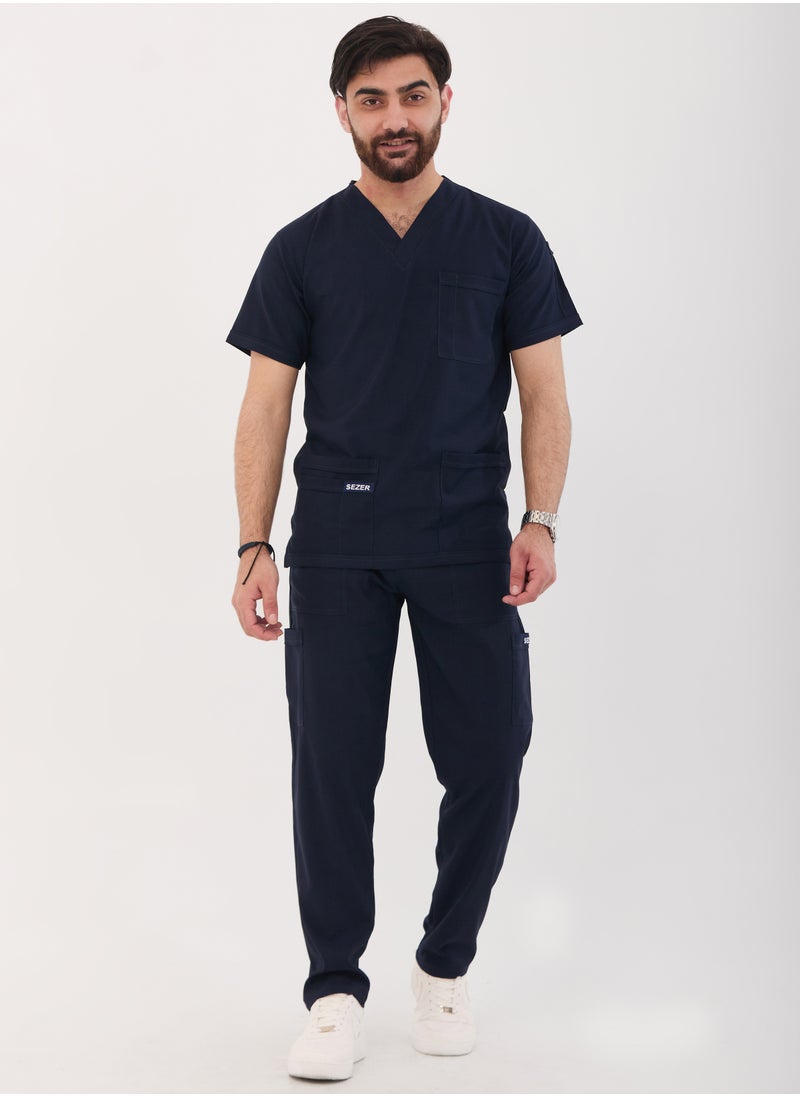 sezer - Caesar Medical Scrub for Men – comfort and durability with a modern and elegant design in navy blue - Image 1