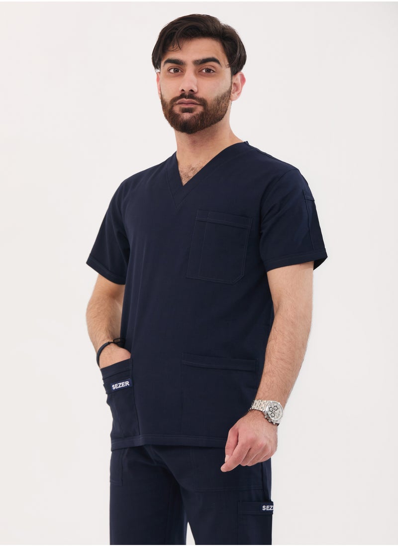 sezer - Caesar Medical Scrub for Men – comfort and durability with a modern and elegant design in navy blue - Image 1