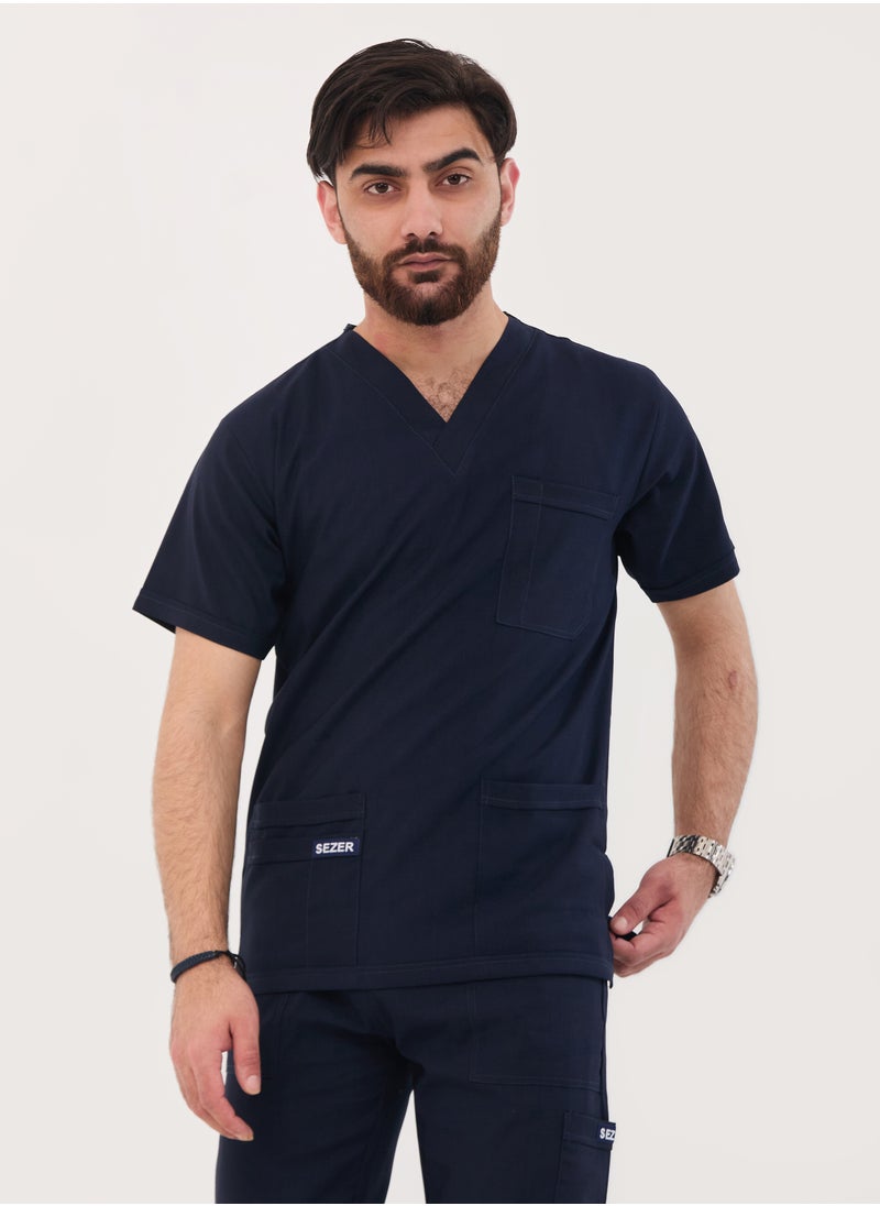 sezer - Caesar Medical Scrub for Men – comfort and durability with a modern and elegant design in navy blue - Image 1