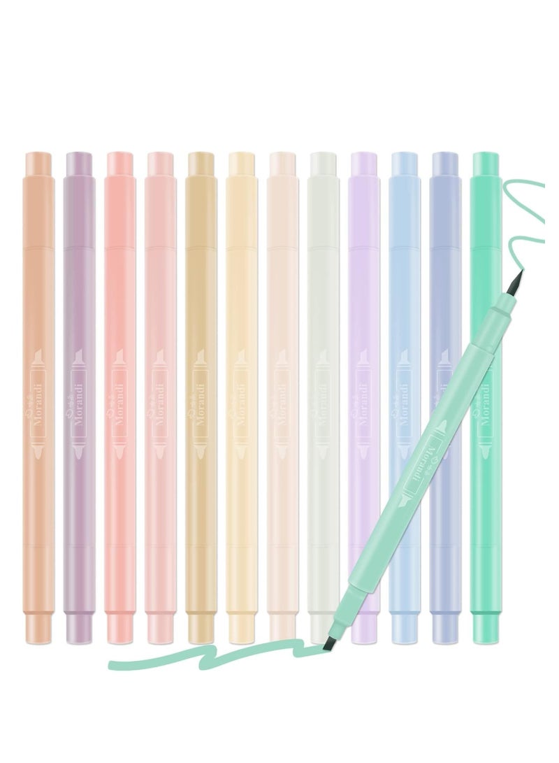 Excefore Aesthetic Highlighters, 12 Pcs Dual Tip, Assorted Colors, No Bleed, Fast Drying, Easy to Hold, Pastel Marker Pens for Journal, Planner, Notes, School, and Office Supplies  - Image 1