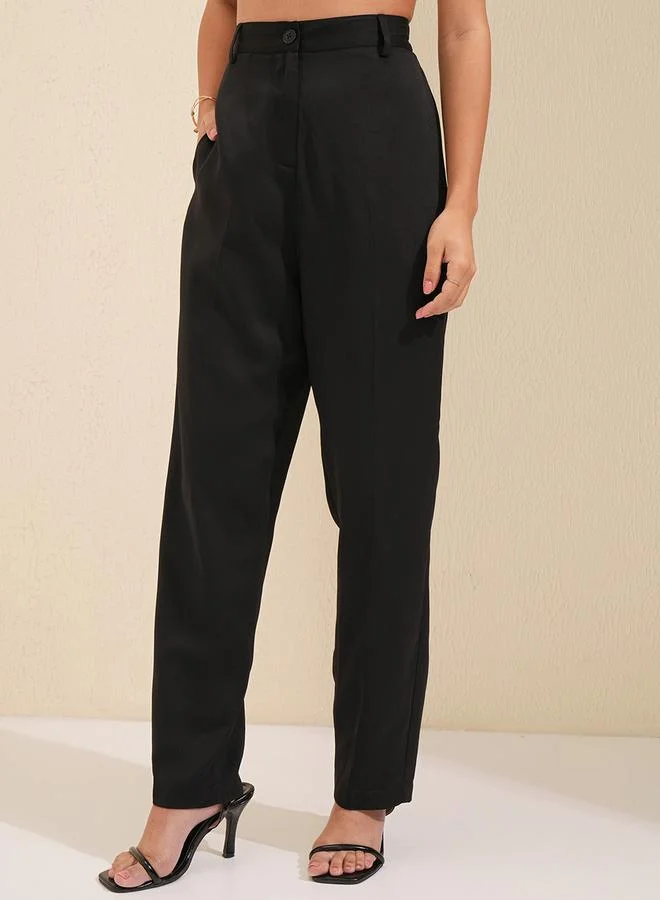 Tokyo Talkies Tokyo Talkies Mid Rise Regular Fit Parallel Trousers
