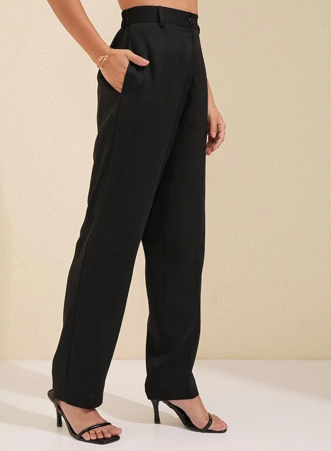 Tokyo Talkies Tokyo Talkies Mid Rise Regular Fit Parallel Trousers
