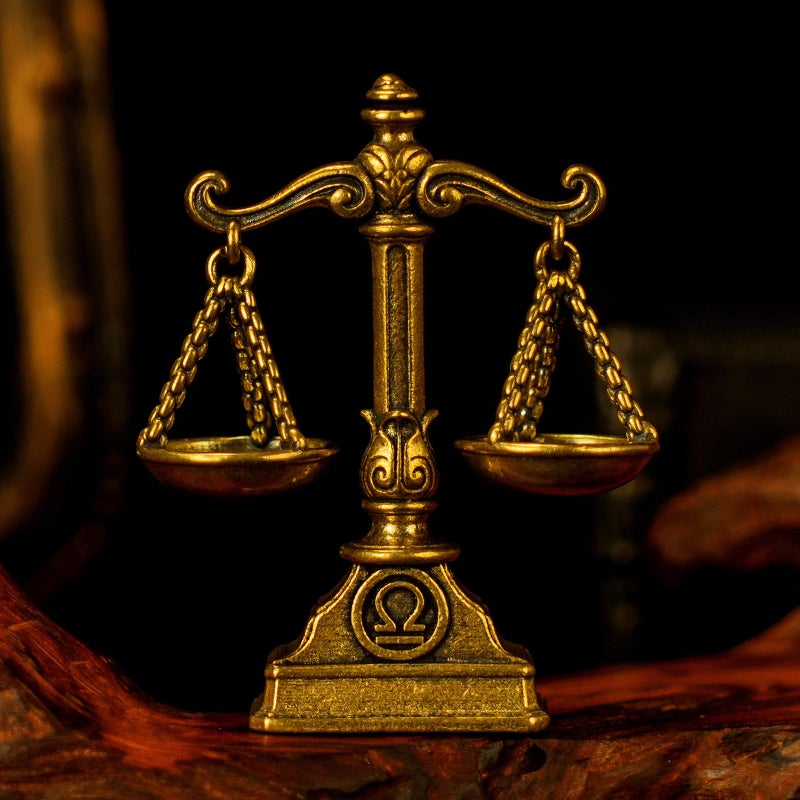 chovy Libra â€“ Libra Scales Zodiac Brass Sculpture â€“ 100% Solid Handcrafted Retro Figurine, Unique Home & Office Decor, Ideal Astrology Gift - Image 1