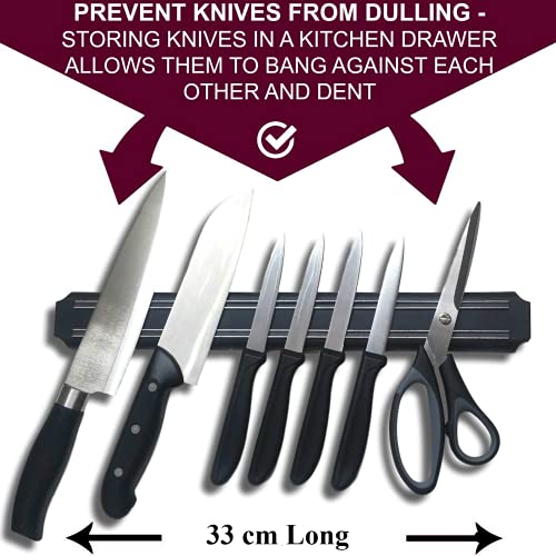 Yorten 13 Inch Magnetic Knife Holder Wall Mounted Multipurpose Tools Scissor Knives Strip Bar Rack Organizer (33cm),Design 64 - Image 5