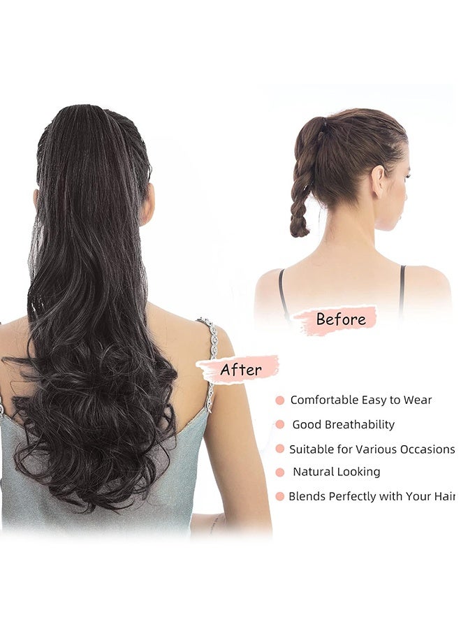 Wavy Ponytail Extension Claw Clip for Black Women 20" Synthetic Curly Clips in Pony Tails Hair Extensions Wigs Fluffy Heat Resistant Hairpieces for Wedding Party Daily Use - Image 4
