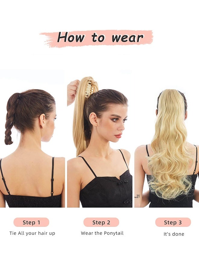 Wavy Ponytail Extension Claw Clip for Black Women 20" Synthetic Curly Clips in Pony Tails Hair Extensions Wigs Fluffy Heat Resistant Hairpieces for Wedding Party Daily Use - Image 3
