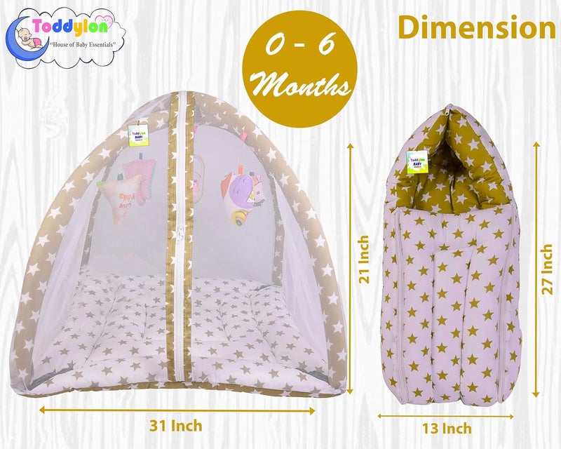 Toddylon Flat Bed Baby Bed New Born Baby Bedding Set Combo of Baby Mattress with Mosquito Net | Bags | Cotton Beds | Carry Bag | Unisex Infants (0-6 Months) (2PCS Set) - Image 2