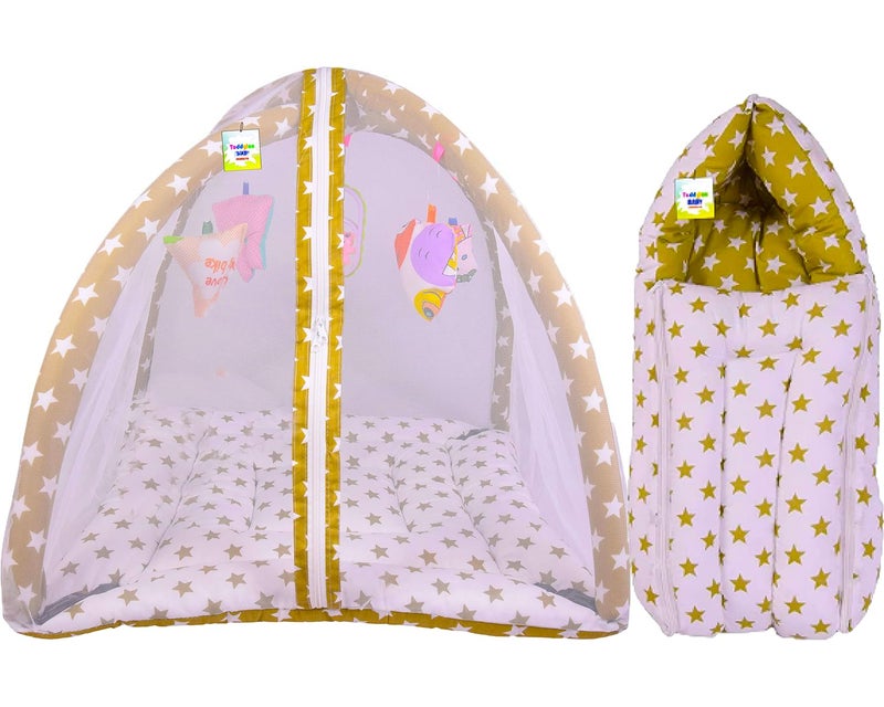 Toddylon Flat Bed Baby Bed New Born Baby Bedding Set Combo of Baby Mattress with Mosquito Net | Bags | Cotton Beds | Carry Bag | Unisex Infants (0-6 Months) (2PCS Set) - Image 1