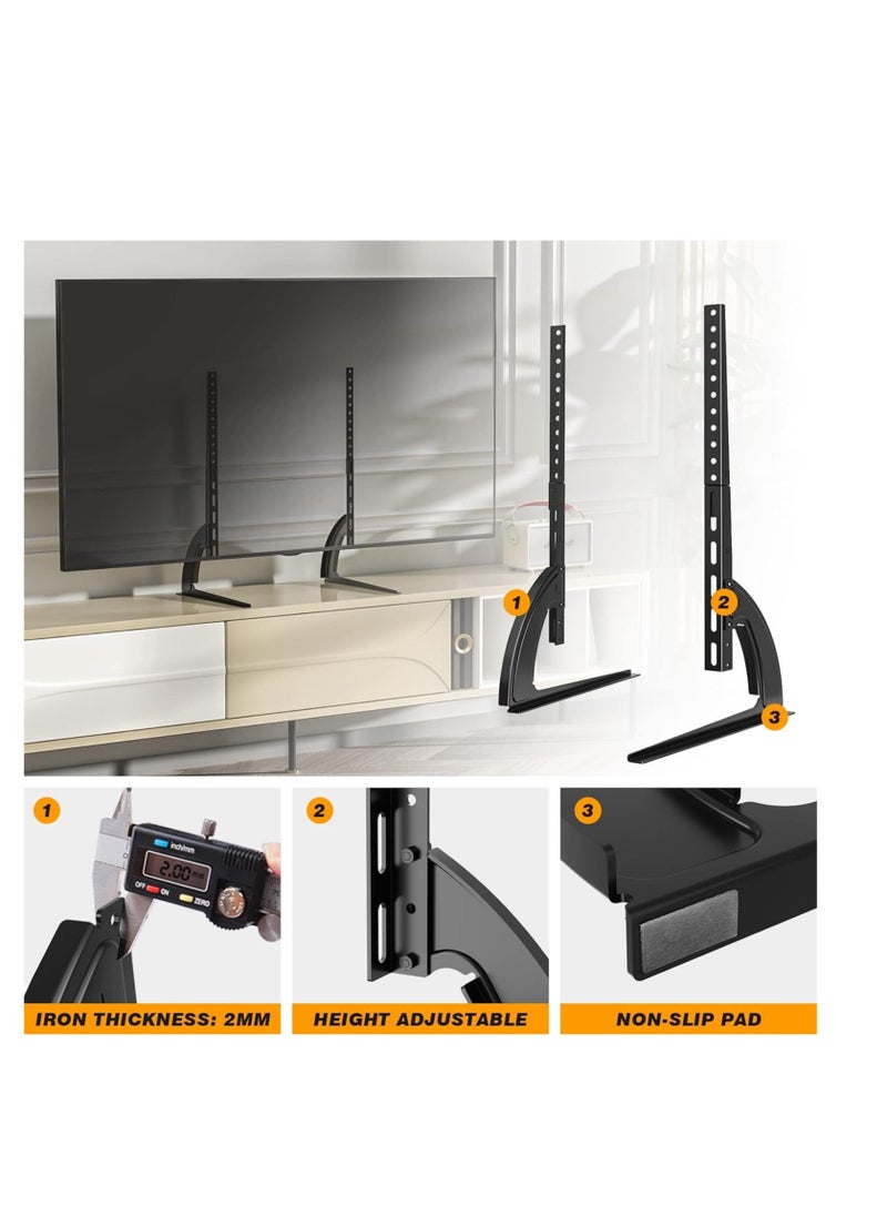 BGM - 5Rcom TV Stand Mount, Universal TV Stand Tabletop for 22 to 65 inch Plasma LCD LED Flat Screen TVs, TV Legs, Holds up to 88lbs, Max VESA 800 x 500mm, Height Adjustable TV Base, TV Stand - Image 1
