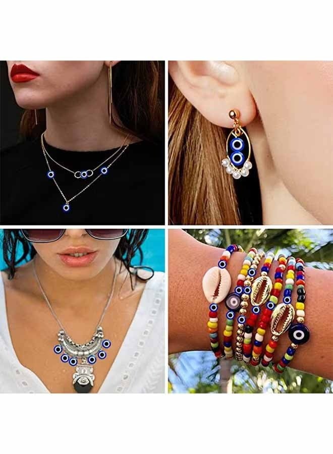 واي جيه 200 حبة خرز عين شريرة، خرز عين شريرة أزرق مصنوع يدويًا بحجم 8 ملم من الراتنج، خرز فاصل مستدير بعين شريرة، خرز مصنوع يدويًا لصنع المجوهرات اليدوية مثل الأساور، الأقراط، القلائد والحرف اليدوية - Image 5