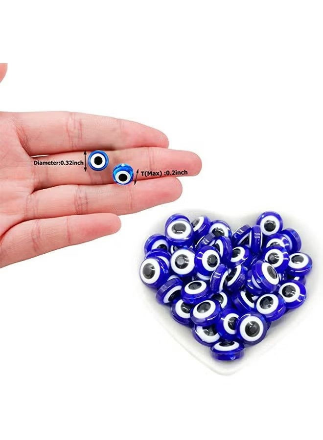 واي جيه 200 حبة خرز عين شريرة، خرز عين شريرة أزرق مصنوع يدويًا بحجم 8 ملم من الراتنج، خرز فاصل مستدير بعين شريرة، خرز مصنوع يدويًا لصنع المجوهرات اليدوية مثل الأساور، الأقراط، القلائد والحرف اليدوية - Image 2