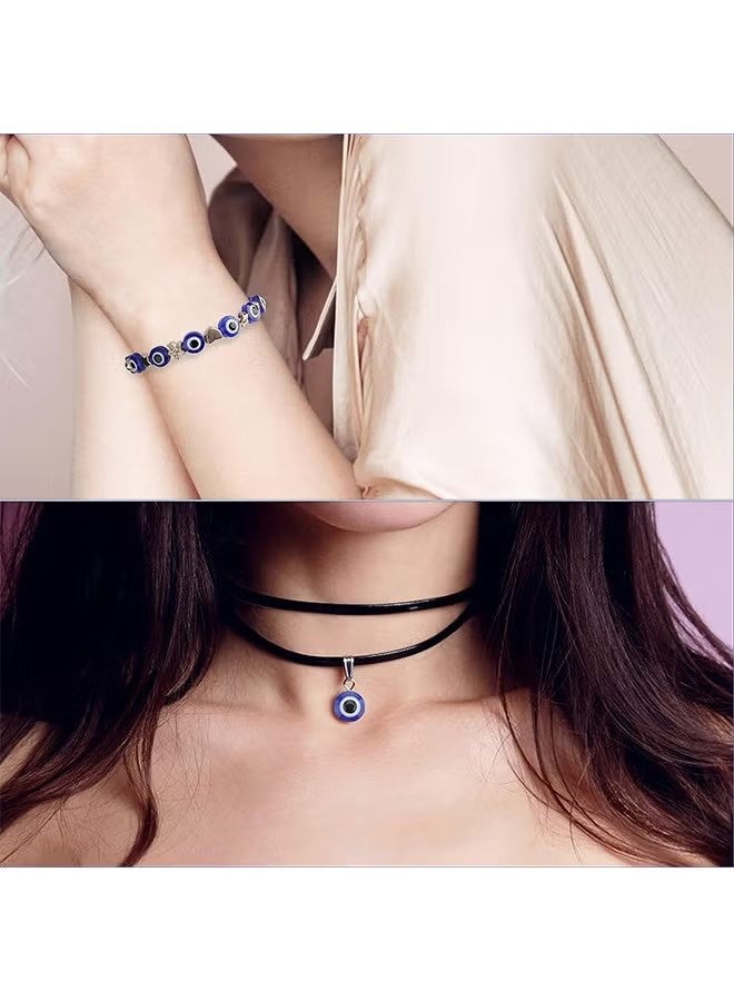 واي جيه 200 حبة خرز عين شريرة، خرز عين شريرة أزرق مصنوع يدويًا بحجم 8 ملم من الراتنج، خرز فاصل مستدير بعين شريرة، خرز مصنوع يدويًا لصنع المجوهرات اليدوية مثل الأساور، الأقراط، القلائد والحرف اليدوية - Image 4