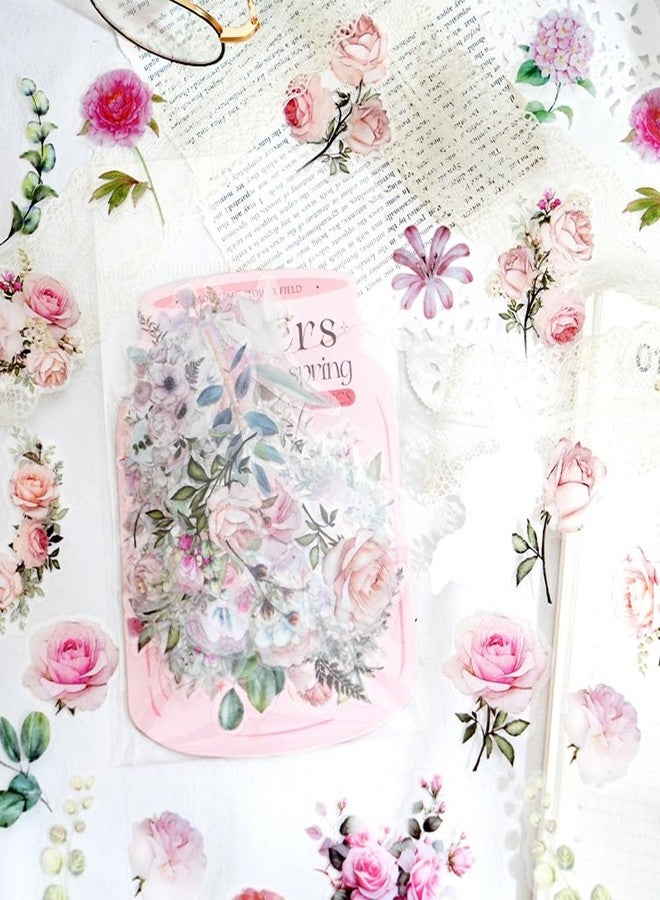 Obujopal 100 Pcs Natural Botanical Flower Stickers, Wildflower Stickers for Scrapbooking Junk Journal Notebook Diary Planner Letter Envelope Water Bottle Phone Case Craft Decoration (Pink) - Image 3