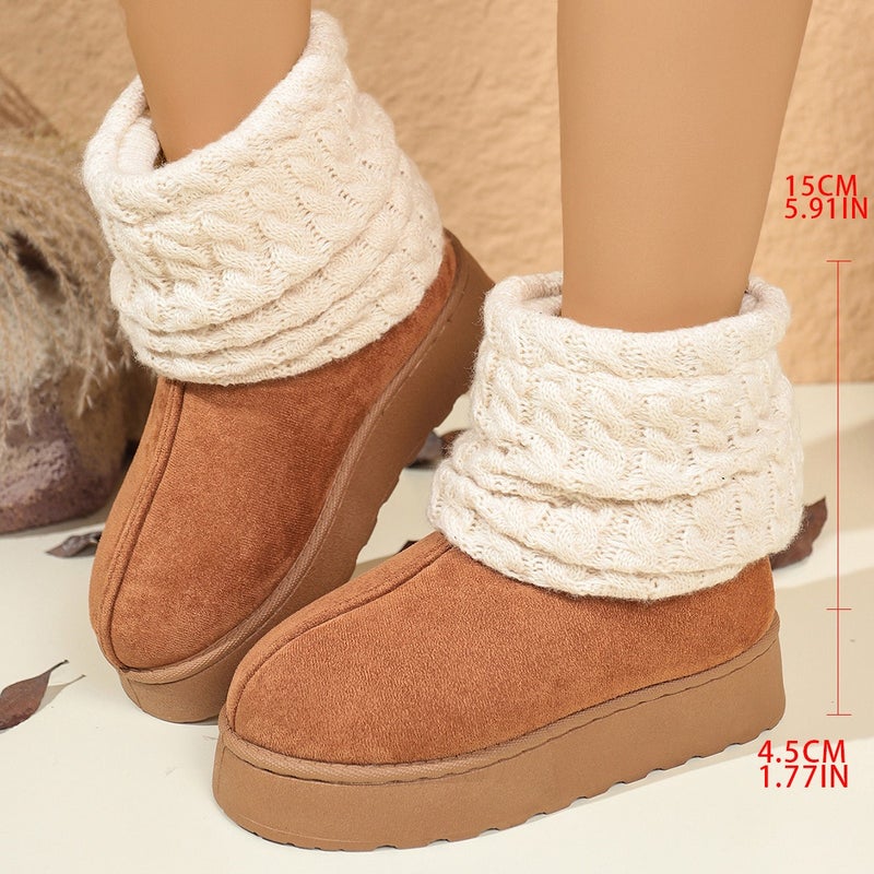 Mu Lei Na Women's Knitted Sock Boots Winter High-Top Fleece-Lined Snow Boots with Chunky Sole - Image 2