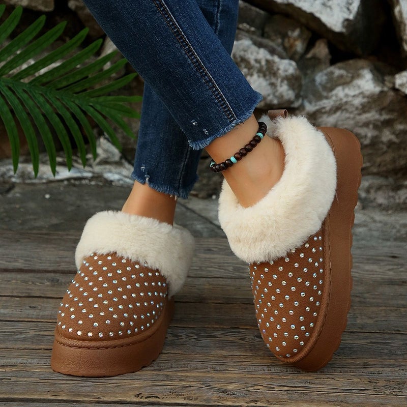 Mu Lei Na Women's Knitted Sock Boots Winter High-Top Fleece-Lined Snow Boots with Chunky Sole - Image 1