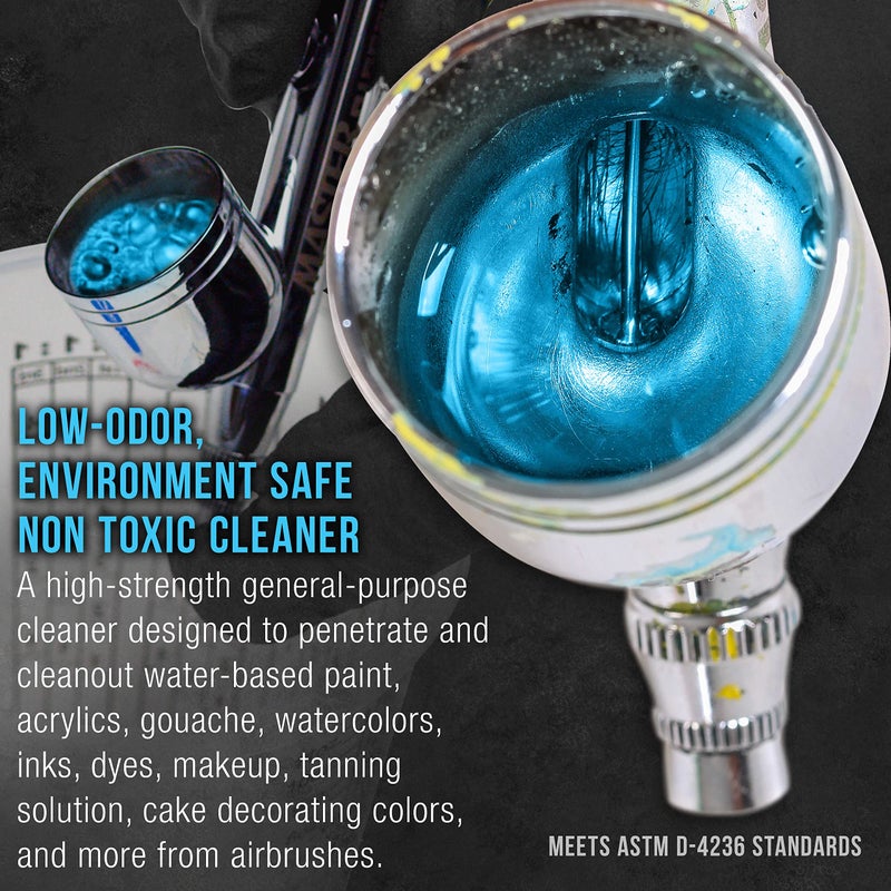 Master Airbrush Cleaner, 16-Ounce Pint Bottle - Fast Acting Cleaning Solution, Quickly Remove Water-Based Acrylic Paint, Watercolor, Makeup - Clean Clogged Airbrushes, Brushes, Artist Tools - Image 3