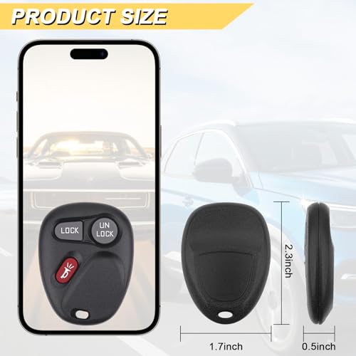 Vurkcy Key Fob Replacement for 2001-2002 Chevy Silverado Suburban Tahoe& GMC Sierra Yukon/ 01-04 S10 Sonoma/ 2002 Avalanche& Escalade Car Keyless Entry Remote Control,KOBLEAR1XT 15042968,3 Btn,2Pcs - Image 4