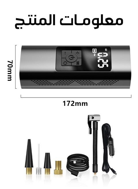 ضاغط هواء لإطارات السيارة، مضخة نفخ إطارات السيارة المحمولة، نفخ سريع مع شاشة LCD مزدوجة [لاسلكية وقوة قوية] مضخة إطارات كهربائية لإطارات السيارة والدراجات النارية والكرة