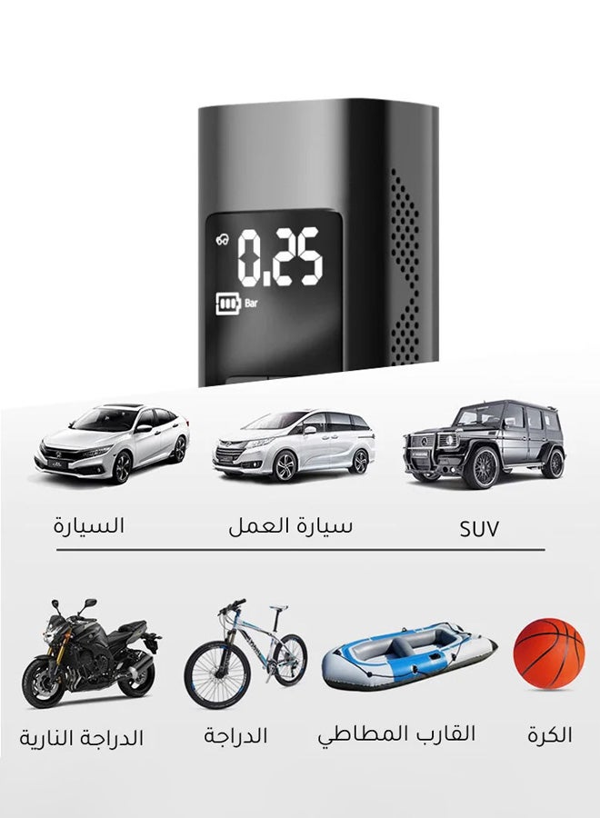 يومو ضاغط هواء لإطارات السيارة، مضخة نفخ إطارات السيارة المحمولة، نفخ سريع مع شاشة LCD مزدوجة [لاسلكية وقوة قوية] مضخة إطارات كهربائية لإطارات السيارة والدراجات النارية والكرة - Image 5