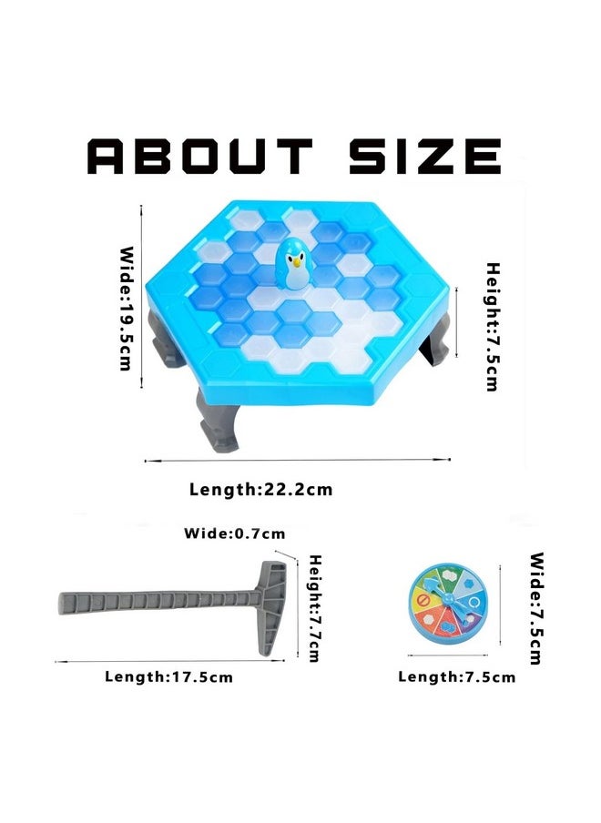 MUREN - MUREN® Tabletop Save The Penguin Puzzle Icebreaker CubesBoard Game Playset Toy for 2 Players Board Game-Blue - Image 1