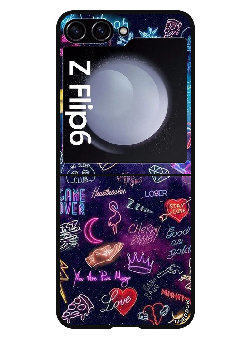 Theodor Protective Case Anti Scratch Shock Proof Bumper Cover For Samsung Galaxy Z Flip 6 Lights Doodle - Image 1