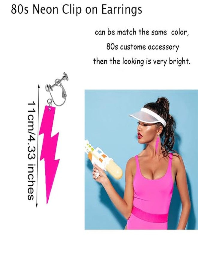 Modpide 80S Neon Earrings Exaggerate Punk Lightning Bolt Clip on Earrings Halloween 1980s Party Non Pierced Clip Earrings for Women (Short Size) - Image 5