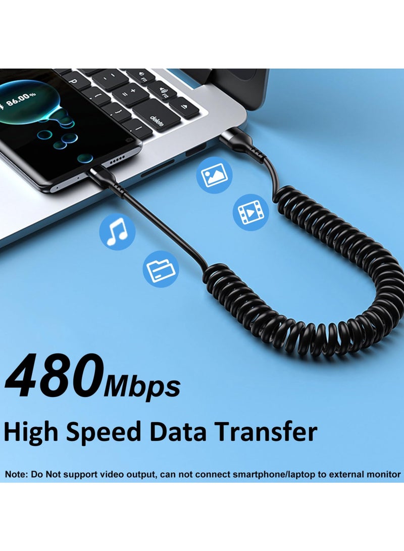 سيوسي كابل USB A إلى USB C ملفوف مكون من قطعتين، بطول 5 أقدام، سلك شاحن سيارة سريع الشحن 5 أمبير قابل للسحب من النوع C لأجهزة Samsung Galaxy وأجهزة Android - Image 5