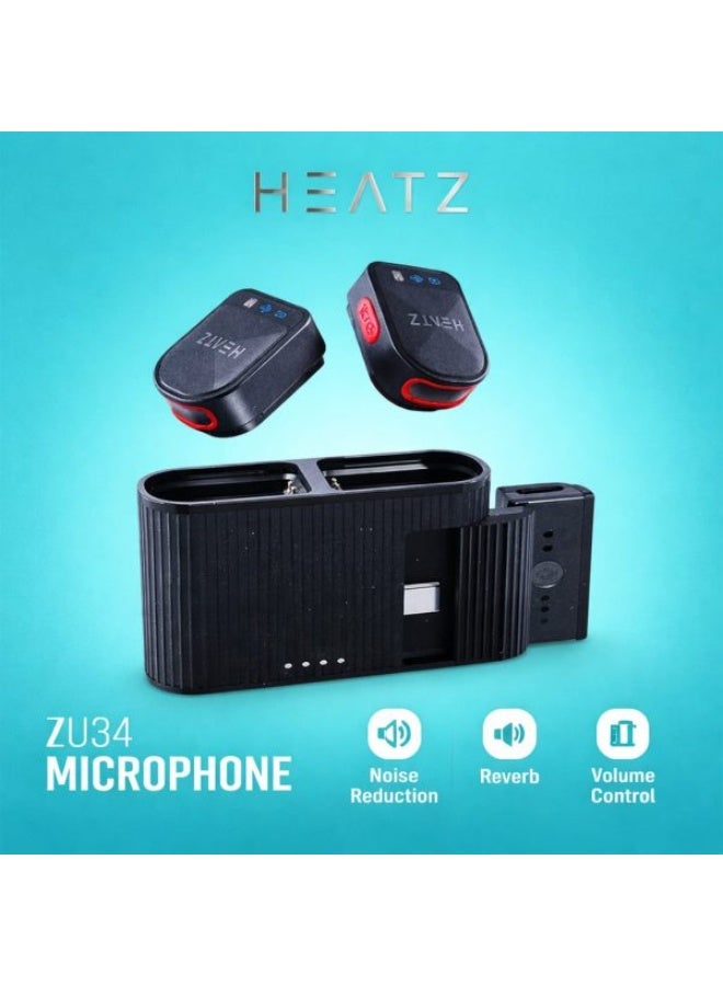 Heatz ZU34 Wireless Microphone Dual Mic Noise Reduction Clip - Image 1